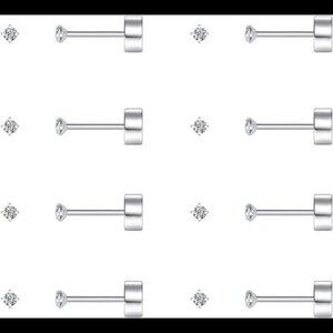8Pairs Tiny Flat Back Earrings for Women14K Gold Plated Surgical Stainless Steel